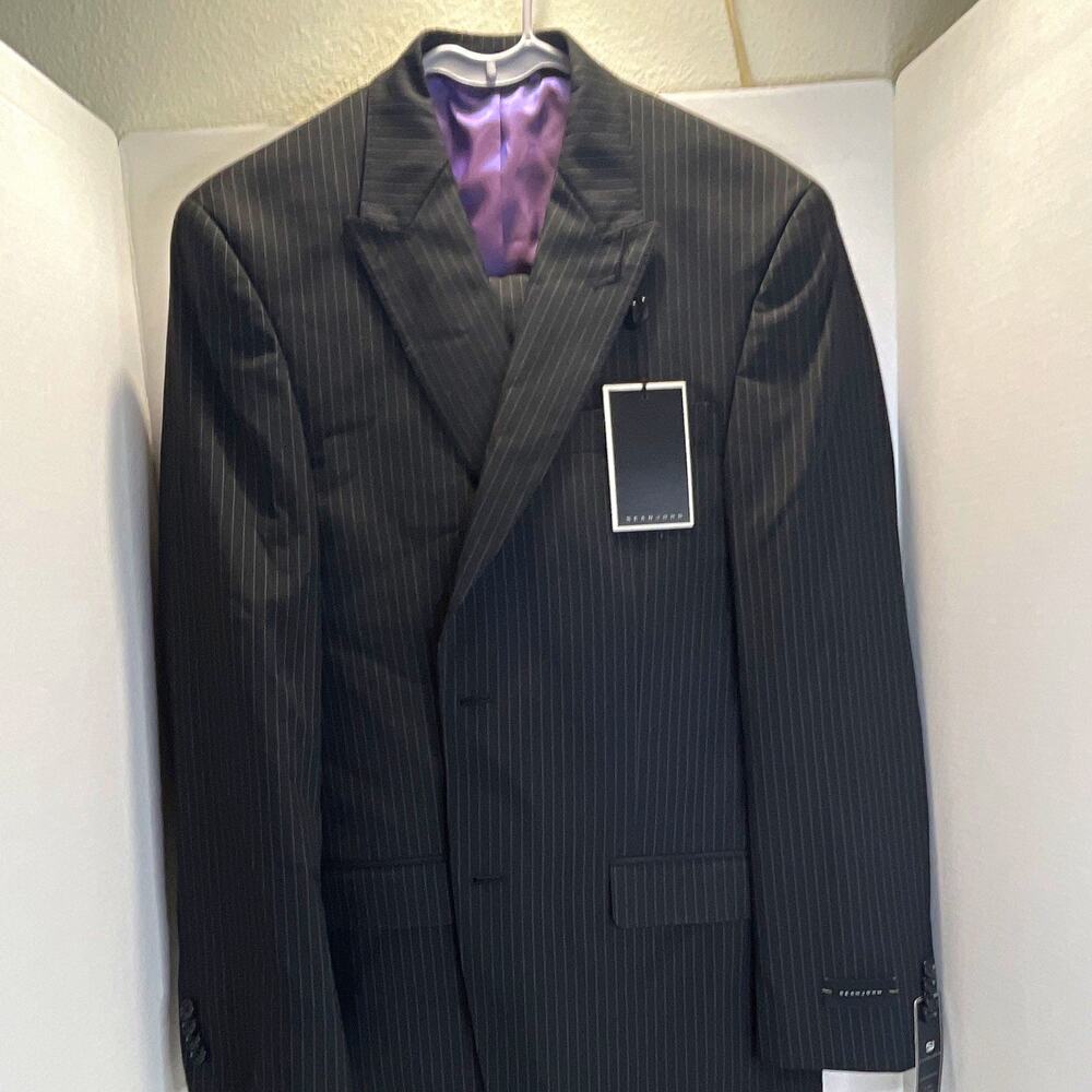 Sean John Men’s 2pc Pinstripe Suit 38R Jacket 32W Pants Two-Button MPN